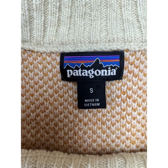 Patagonia Recycled Wool Sweater Womens S Cream Ikat Pattern Made Vietnam - Picture 7 of 9